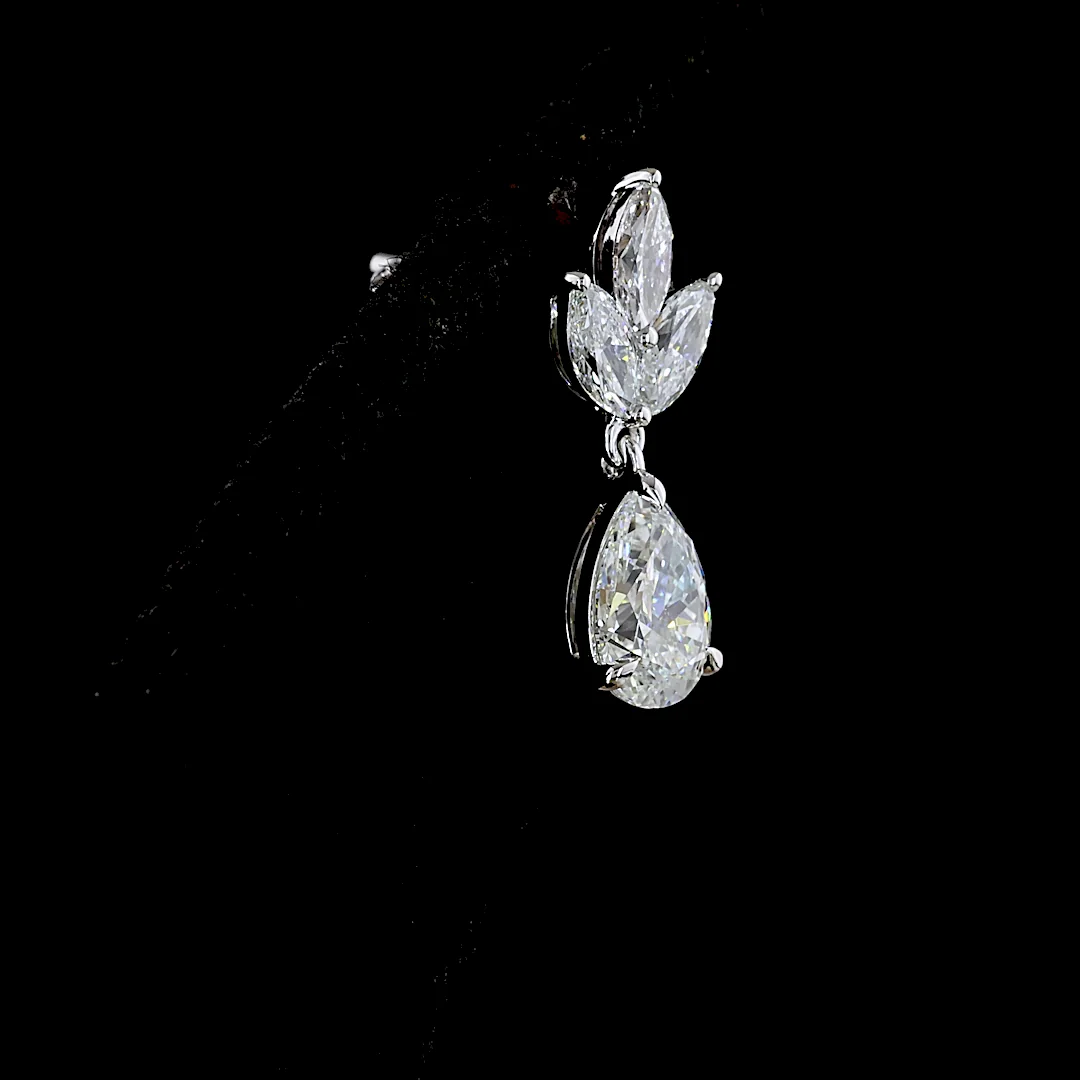 1.99 Cts 14k White Gold Mix Shape Hanging Earring - Image 4