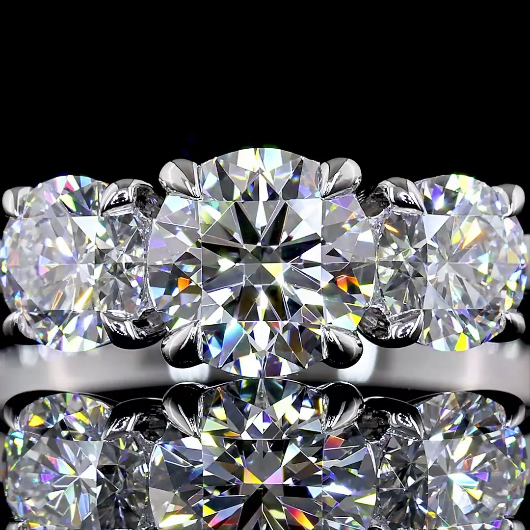 1.54 Cts 14k White Gold Round Shape 3 Stones Ring - Image 3