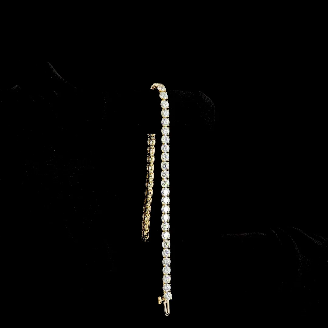7.7 Cts 14k Yellow Gold Round Shape Tennis Bracelet - Image 3