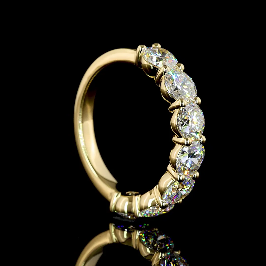 3.05 Cts 14k Yellow Gold Round Shape 7 Stones Eternity Band - Image 2