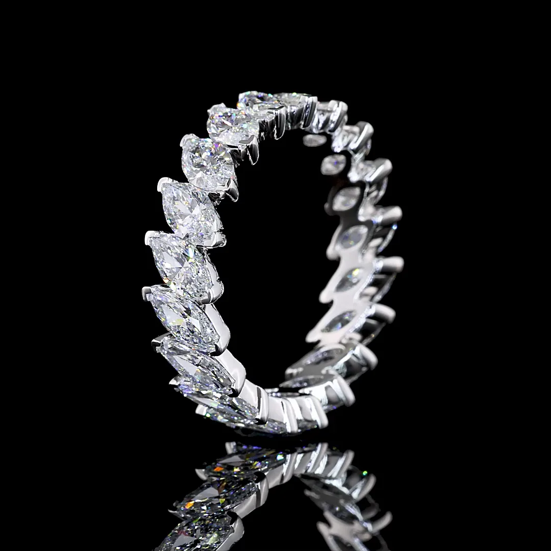 3.08 Cts 14k White Gold Marquise Shape Eternity Band Eternity Band - Image 4