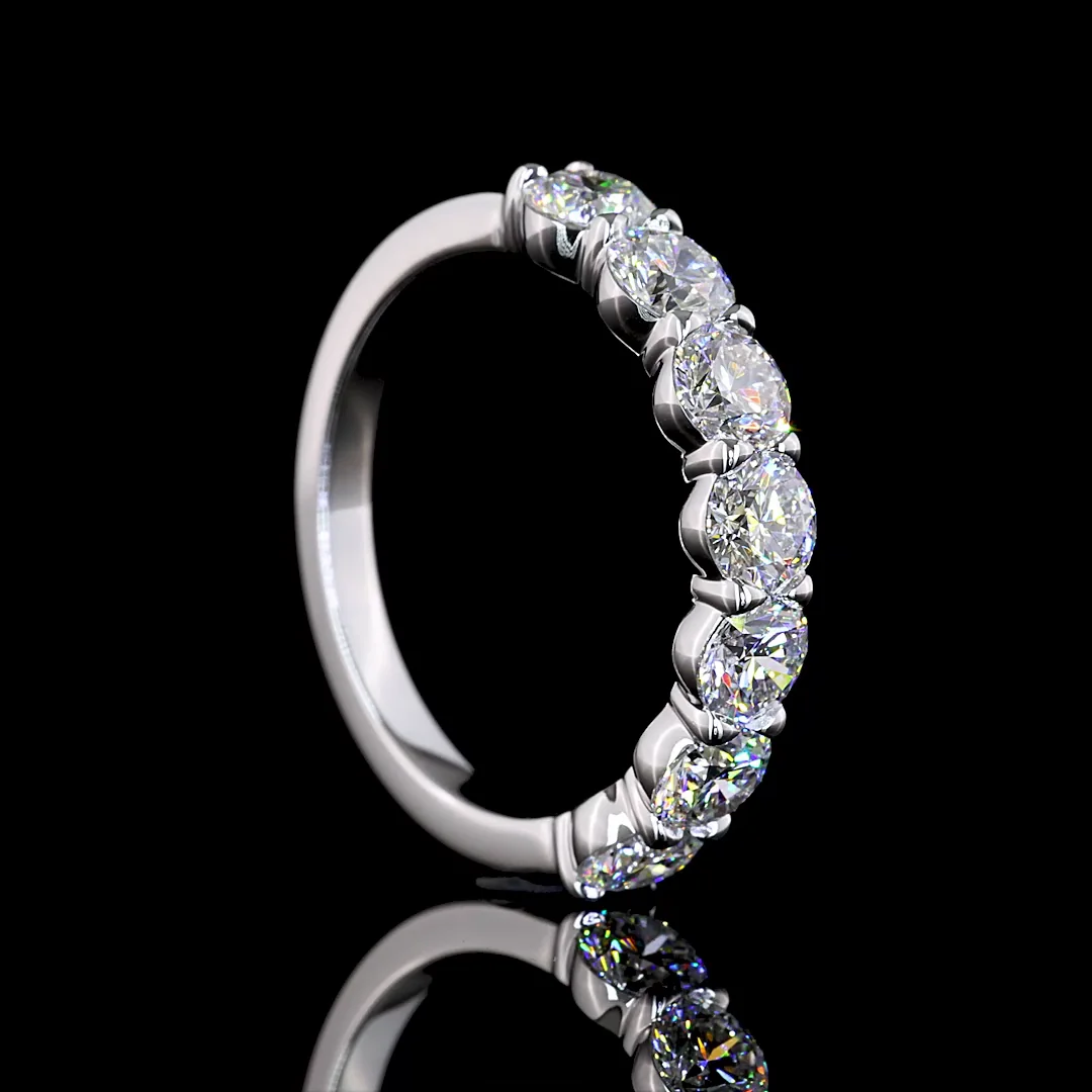 1.97 Cts 14k White Gold Round Shape 7 Stones Eternity Band - Image 2
