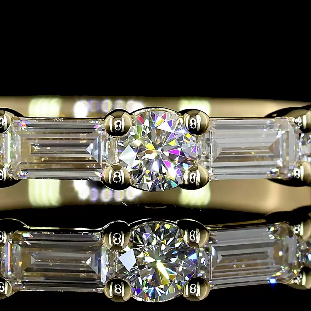 0.93 Cts 14k Yellow Gold Mix Shape Half Eternity Eternity Band - Image 3