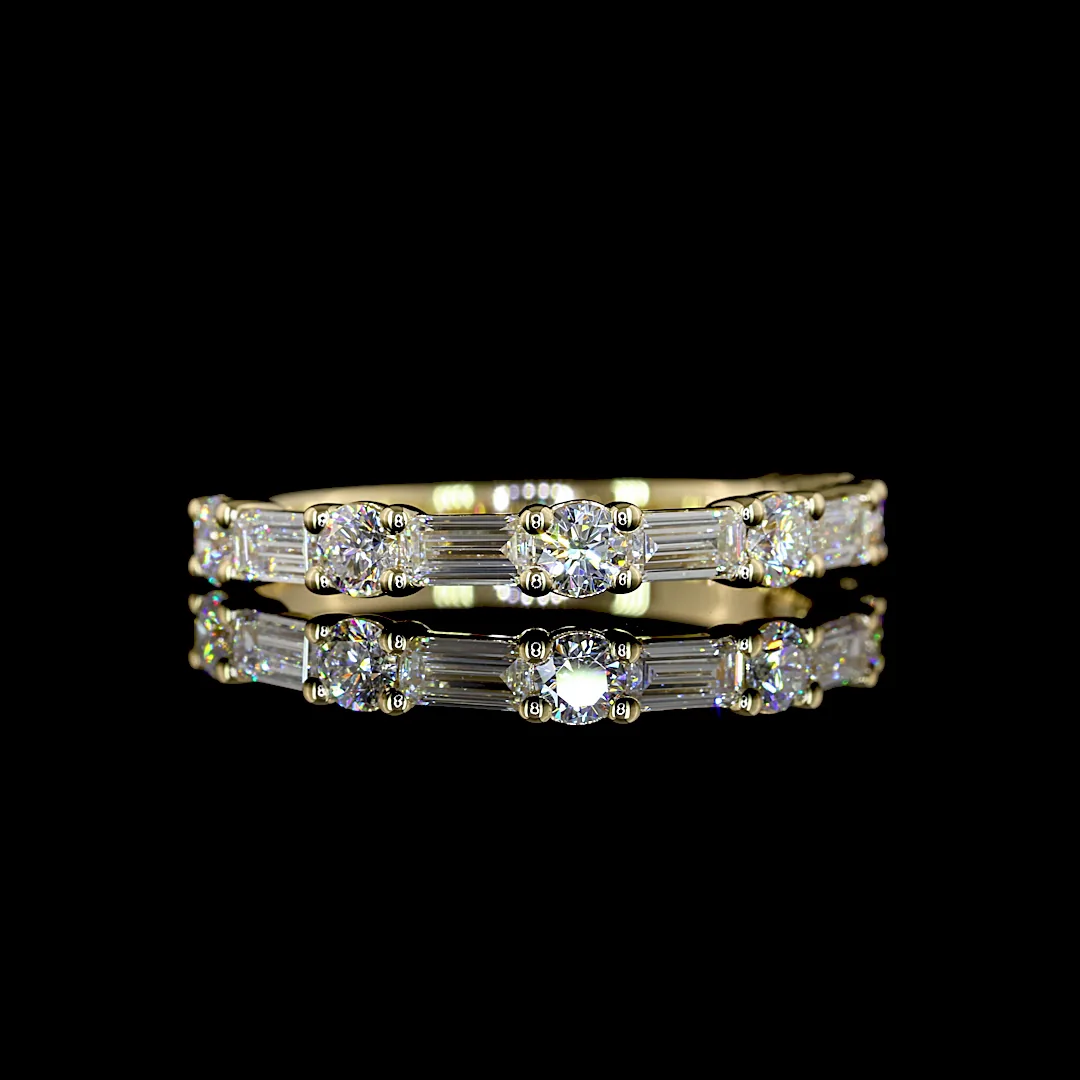 0.93 Cts 14k Yellow Gold Mix Shape Half Eternity Eternity Band - Video