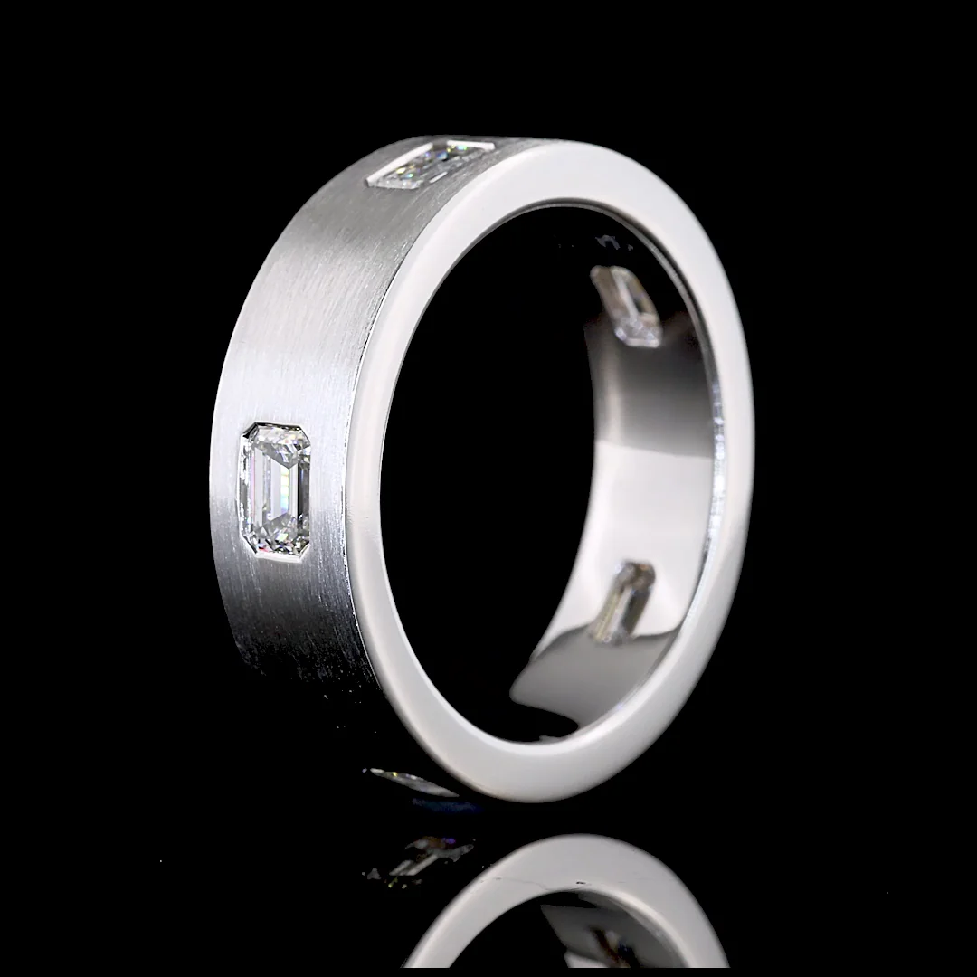 1.19 Cts 14k White Gold Emerald Shape Eternity Band Eternity Band - Image 4