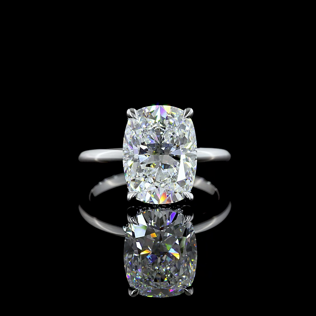 5.13 Cts 14k White Gold Cushion Brilliant Shape Hidden Halo Ring - Video