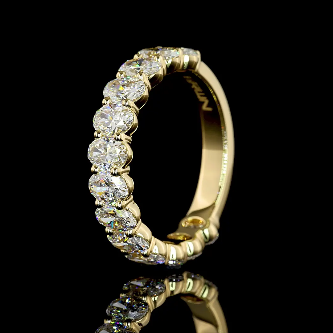 2.6 Cts 14k Yellow Gold Oval Shape 3/4 Band Eternity Band - Image 4
