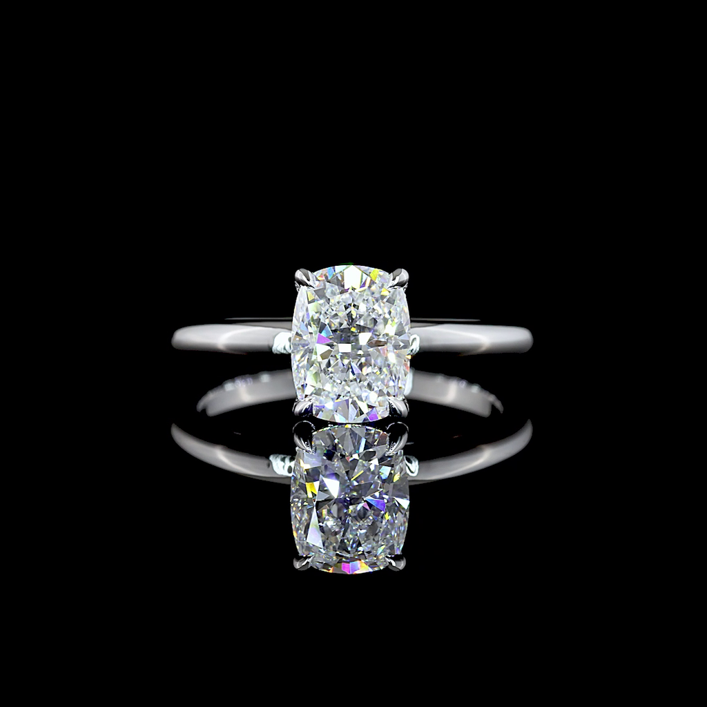 1.63 Cts 14k White Gold Cushion Modified Shape Hidden Halo Ring - Video