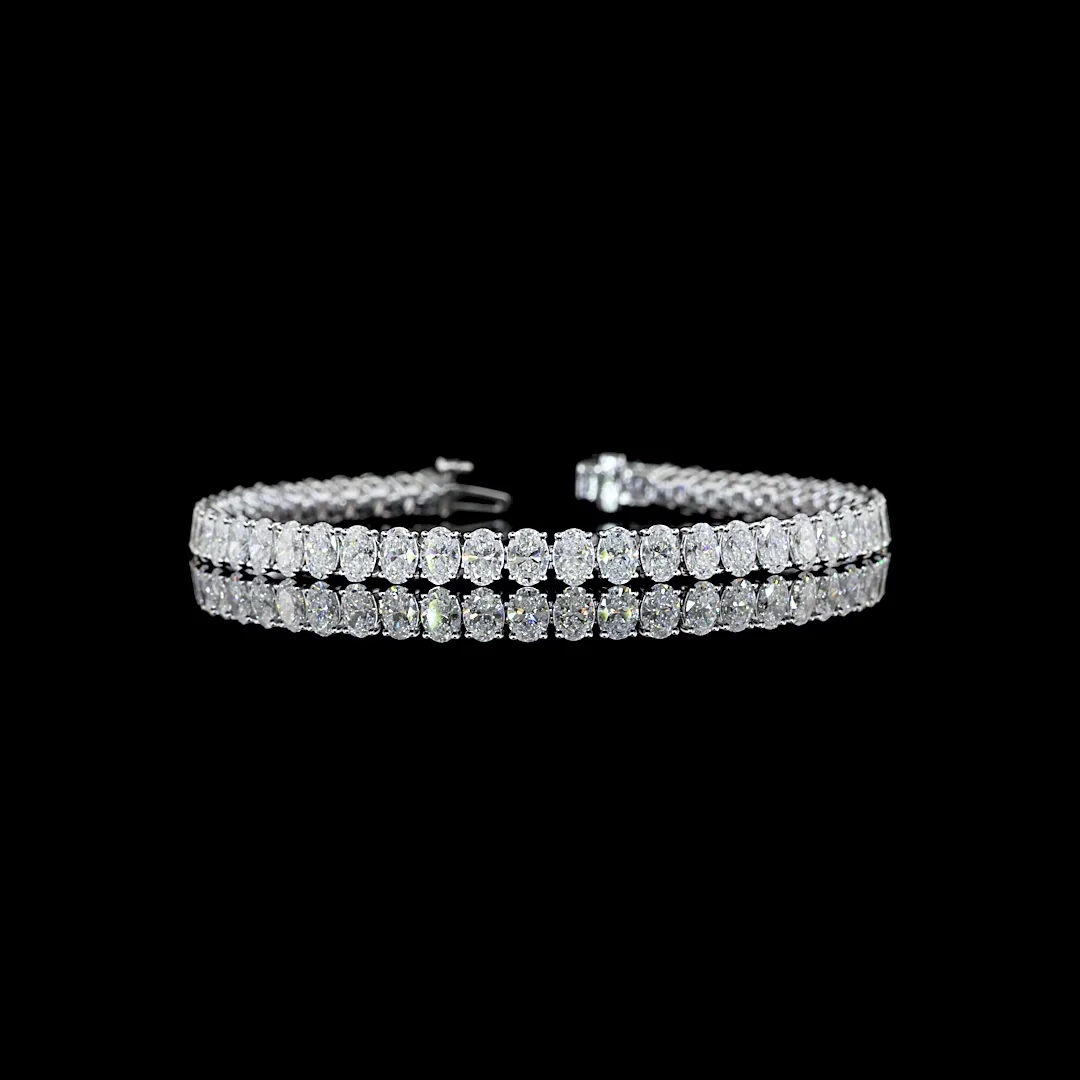 10.23 Cts 14k White Gold Oval Shape Tennis Bracelet - Video