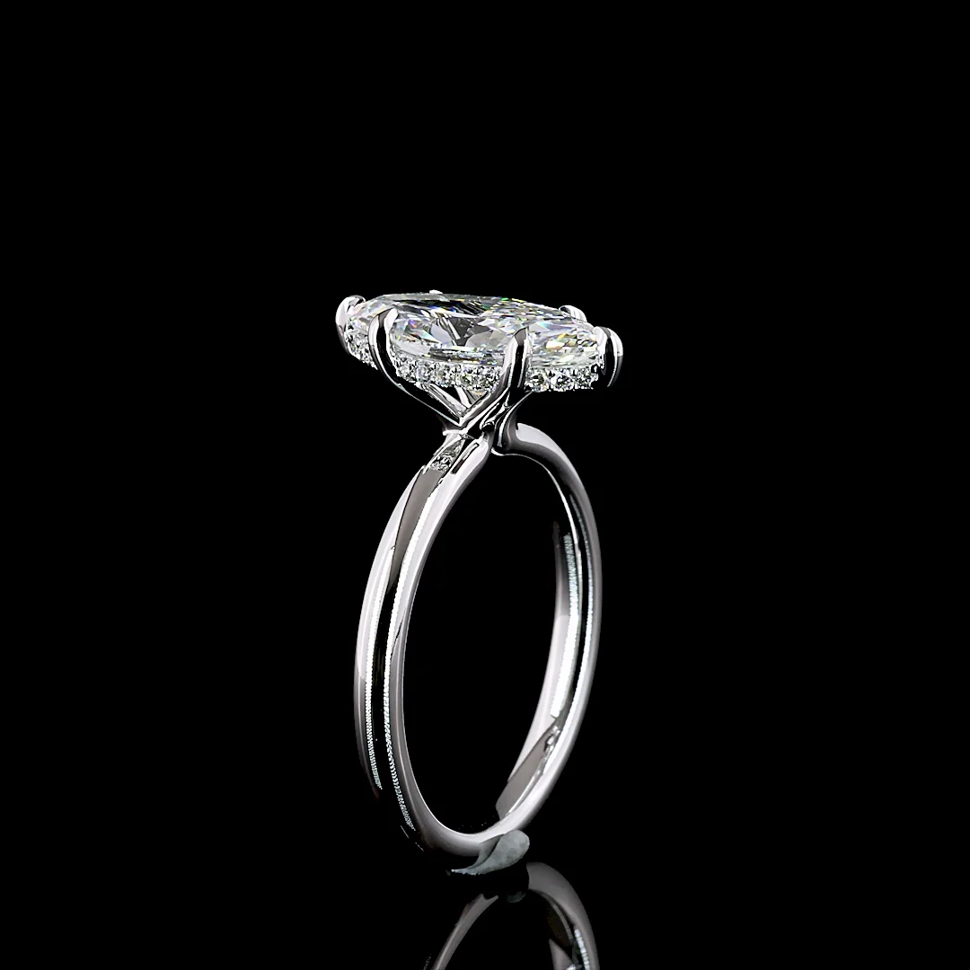 2.24 Cts 14k White Gold Marquise Shape Hidden Halo Ring - Image 4
