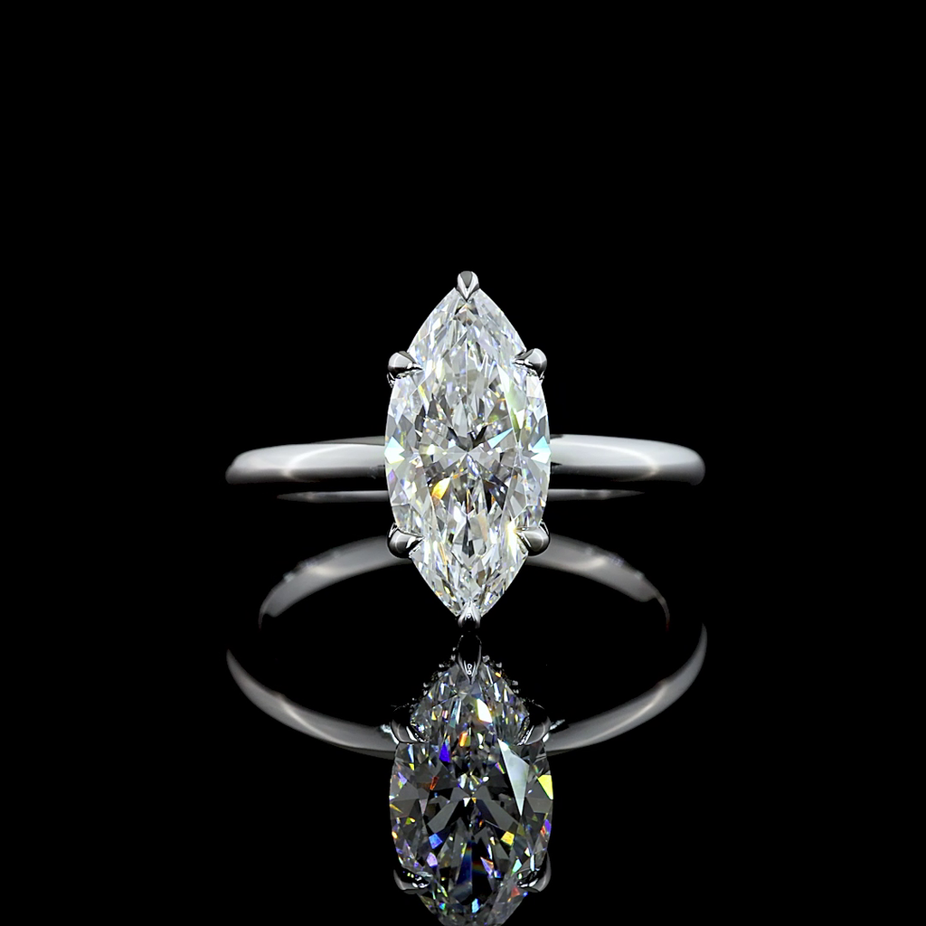 2.24 Cts 14k White Gold Marquise Shape Hidden Halo Ring - Video