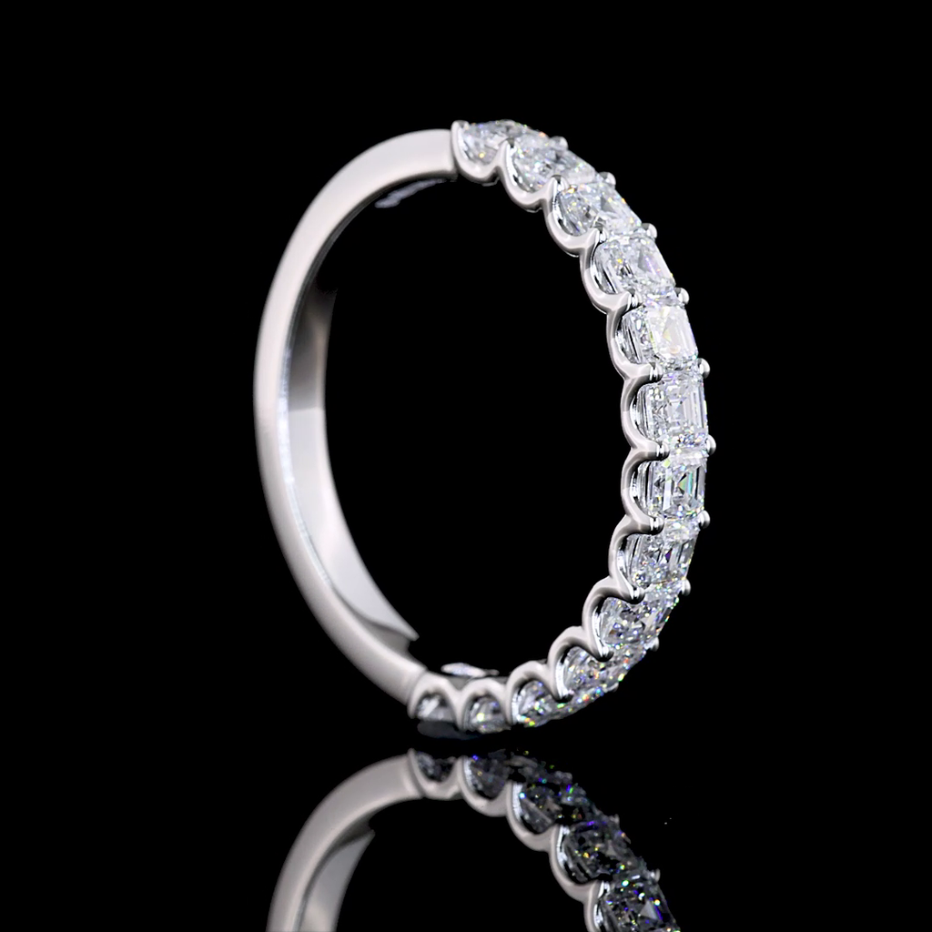 1.13 Cts 14k White Gold Asscher Shape Half Eternity Eternity Band - Image 2