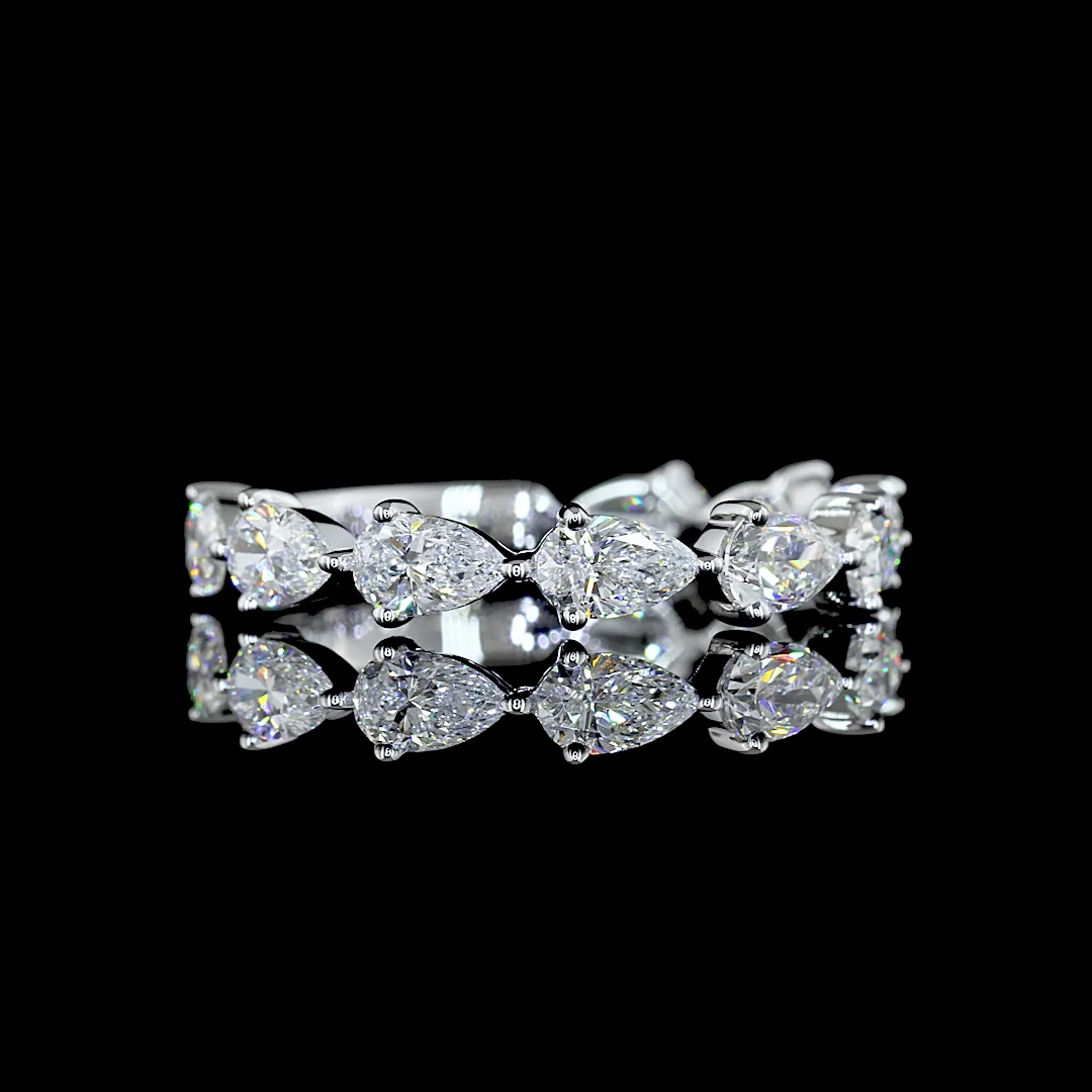 1.27 Cts 18k White Gold Pear Shape 3/4 Band Eternity Band - Video