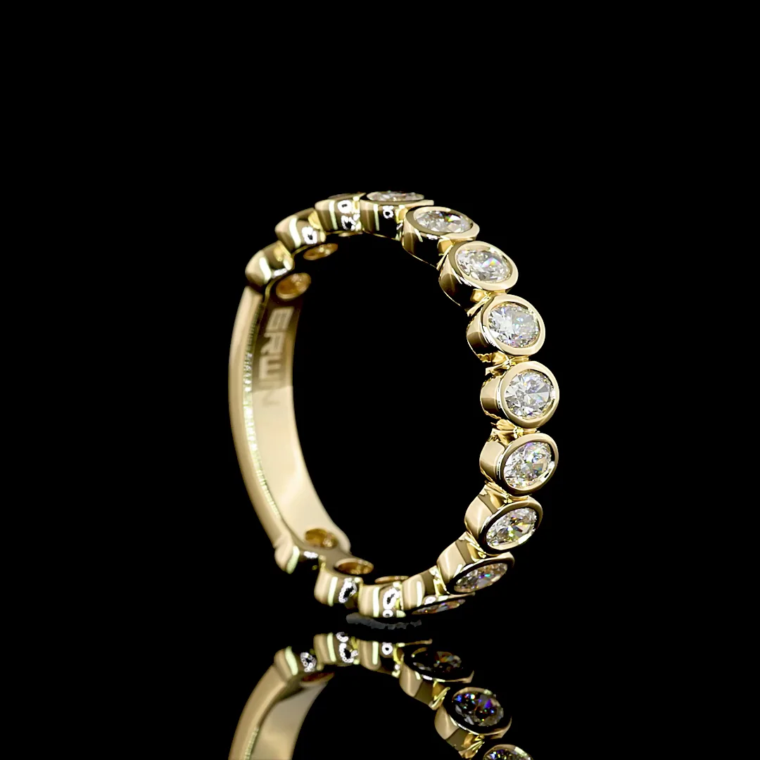 1.07 Cts 14k Yellow Gold Oval Shape 3/4 Band Eternity Band - Image 4