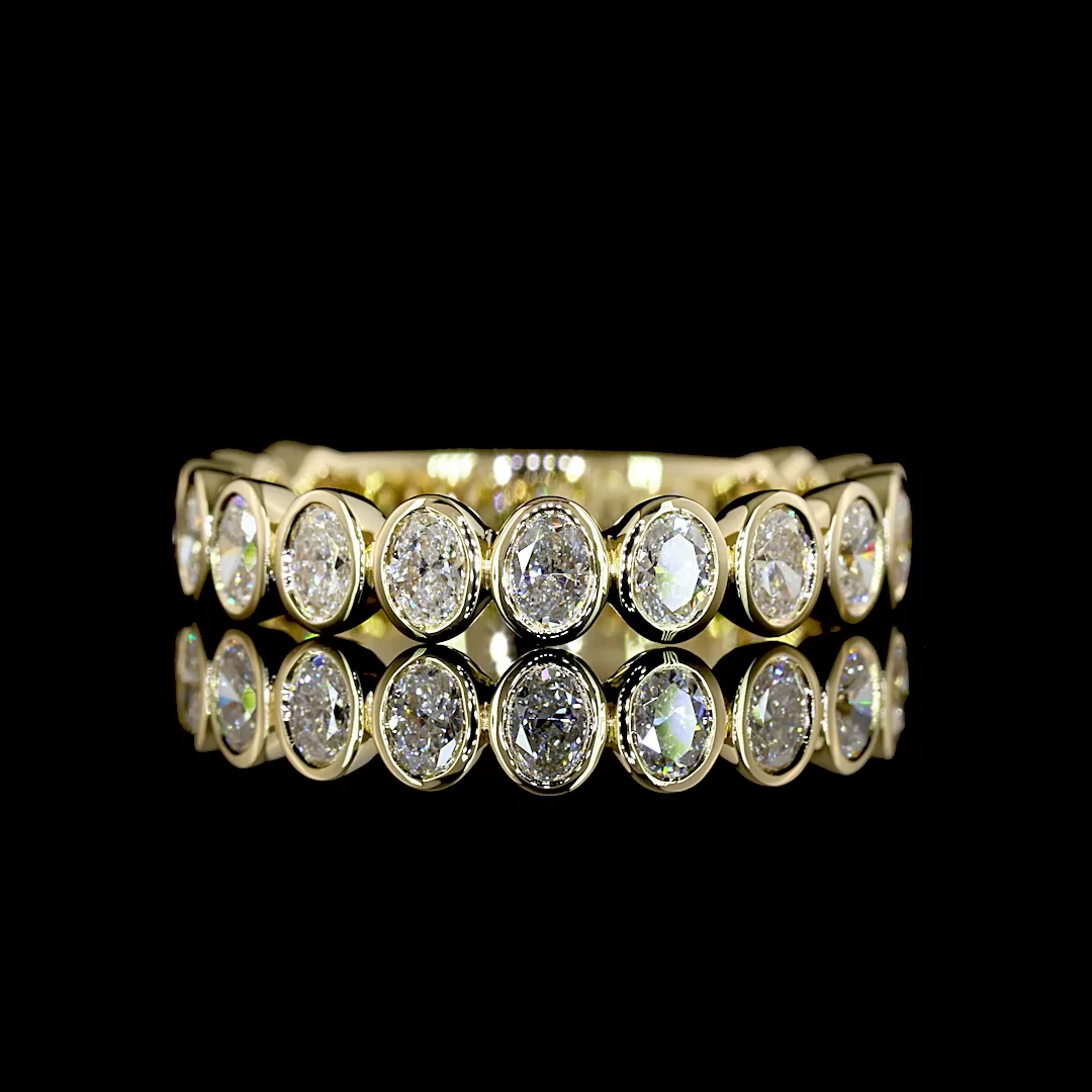 1.07 Cts 14k Yellow Gold Oval Shape 3/4 Band Eternity Band - Video