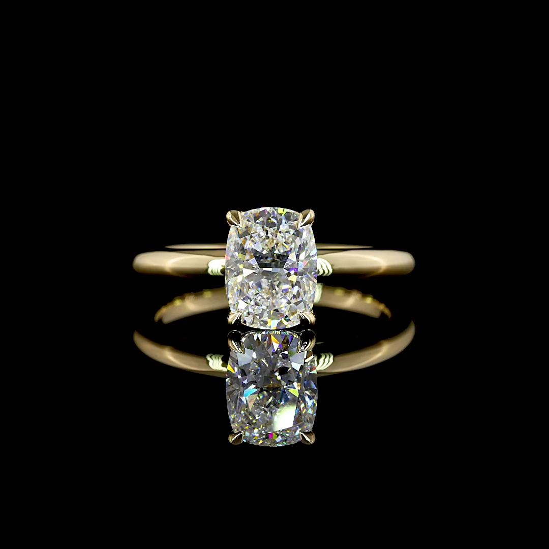1.5 Cts 14k Yellow Gold Cushion Modified Shape Solitaire Ring - Video