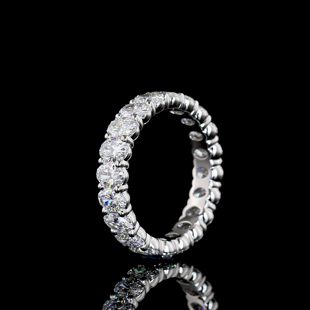 2.97 Cts Platinum Oval Shape Eternity Band Eternity Band - Image 4