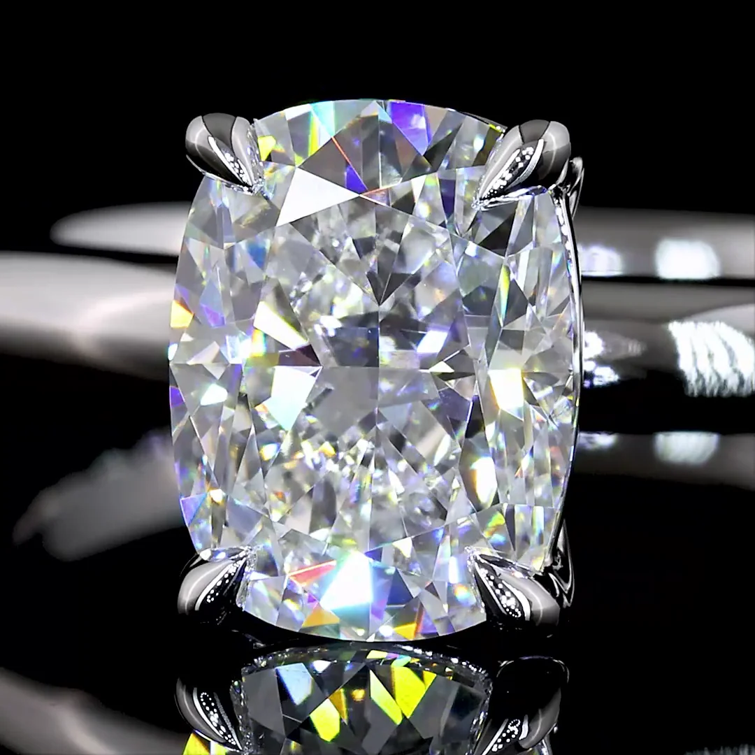 1.52 Cts 14k White Gold Cushion Brilliant Shape Solitaire Ring - Image 3