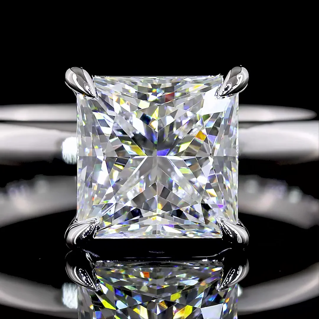 2.03 Cts 14k White Gold Princess Shape Solitaire Ring - Image 3