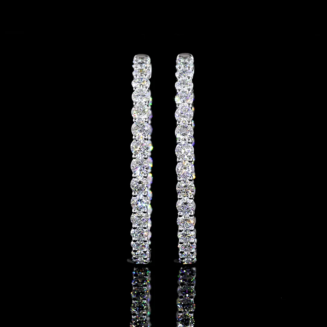 5.02 Cts 14k White Gold Round Shape Hoops Earring - Video