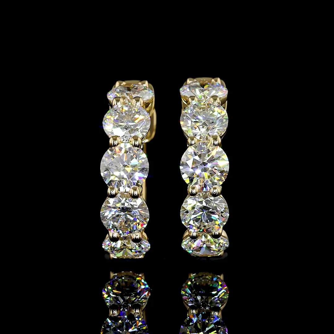 2.03 Cts 14k Yellow Gold Round Shape Huggies Earring - Video