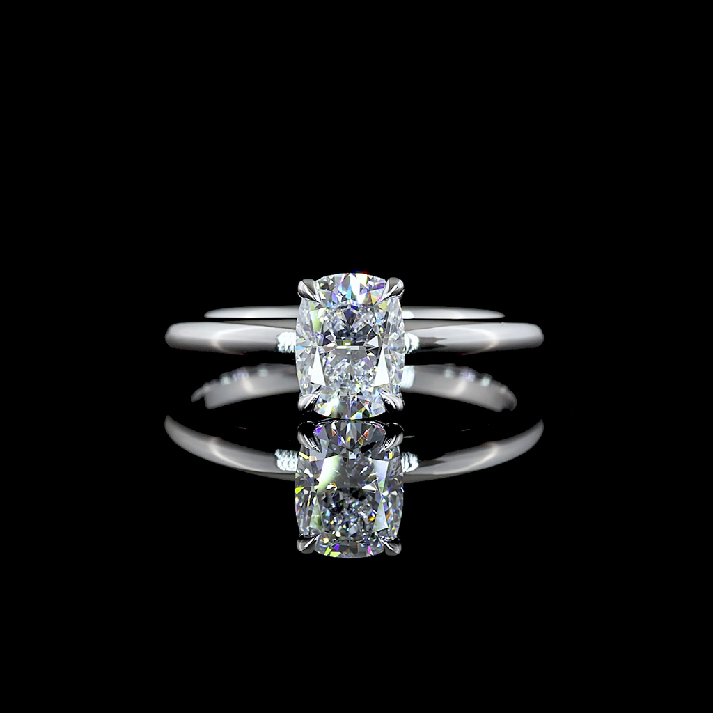 1.05 Cts 14k White Gold Cushion Modified Shape Solitaire Ring - Video