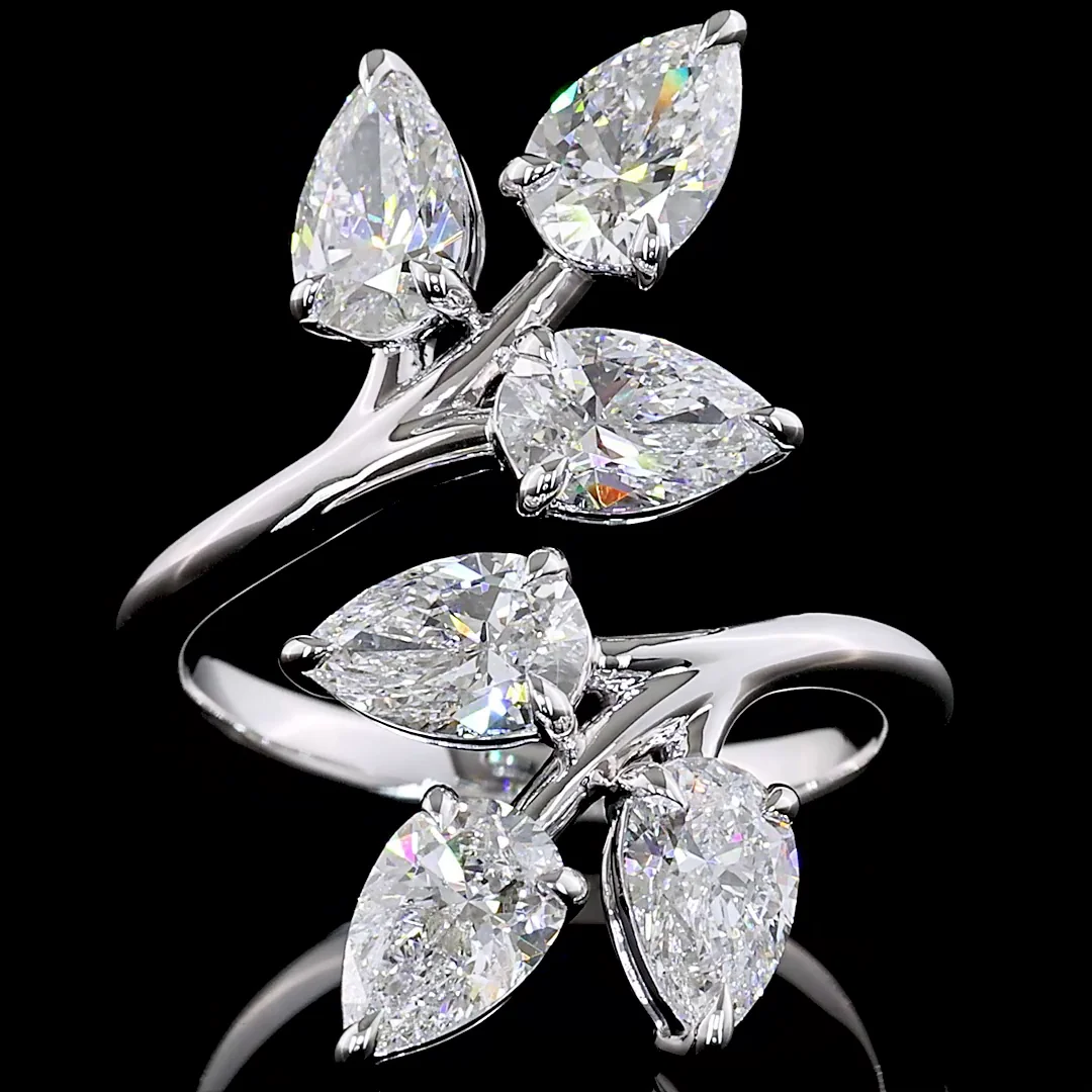 3.06 Cts 14k White Gold Pear Shape Special Ring - Image 3