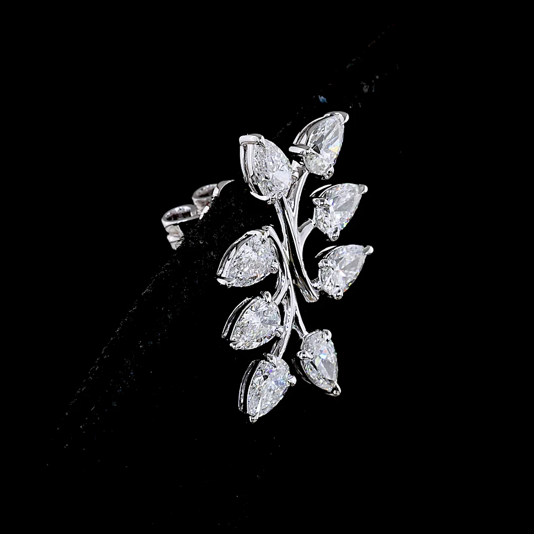 2.63 Cts 14k White Gold Pear Shape Special Earring - Image 4