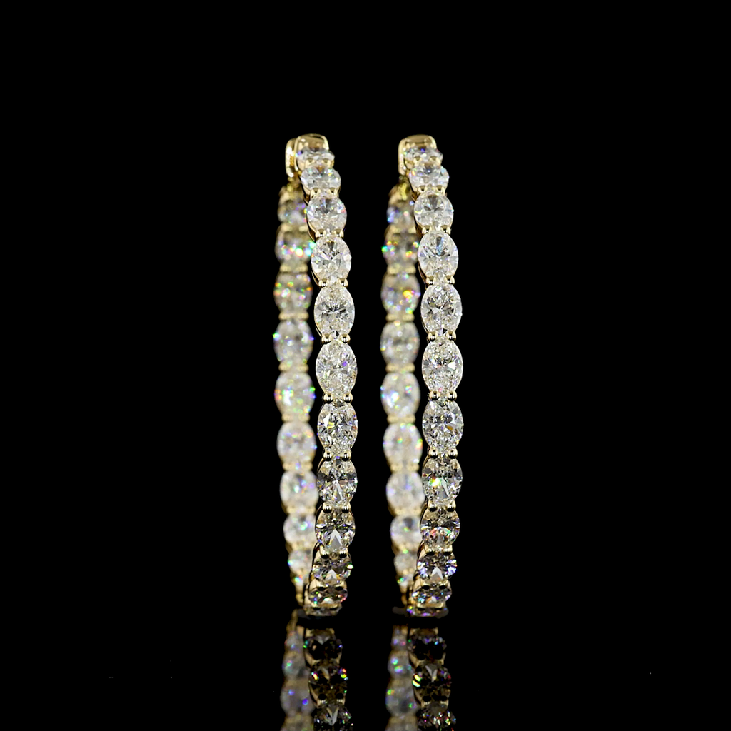 7.84 Cts 14k Yellow Gold Oval Shape Hoops Earring - Video