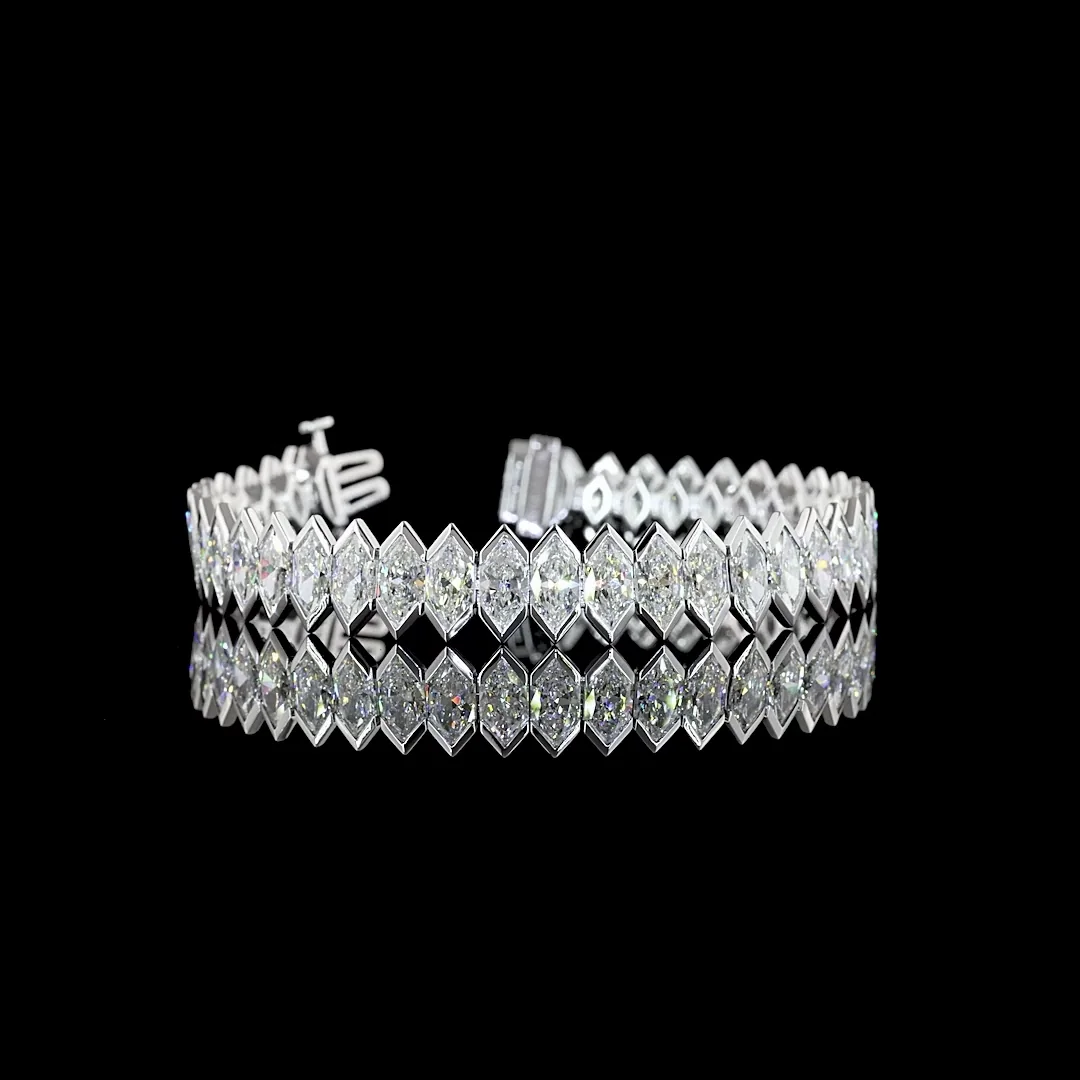 22.26 Cts 14k White Gold Antique Marquise Shape Tennis Bracelet - Video