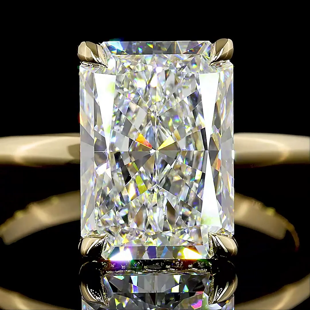 4.21 Cts 14k Yellow Gold Radiant Shape Hidden Halo Ring - Image 3