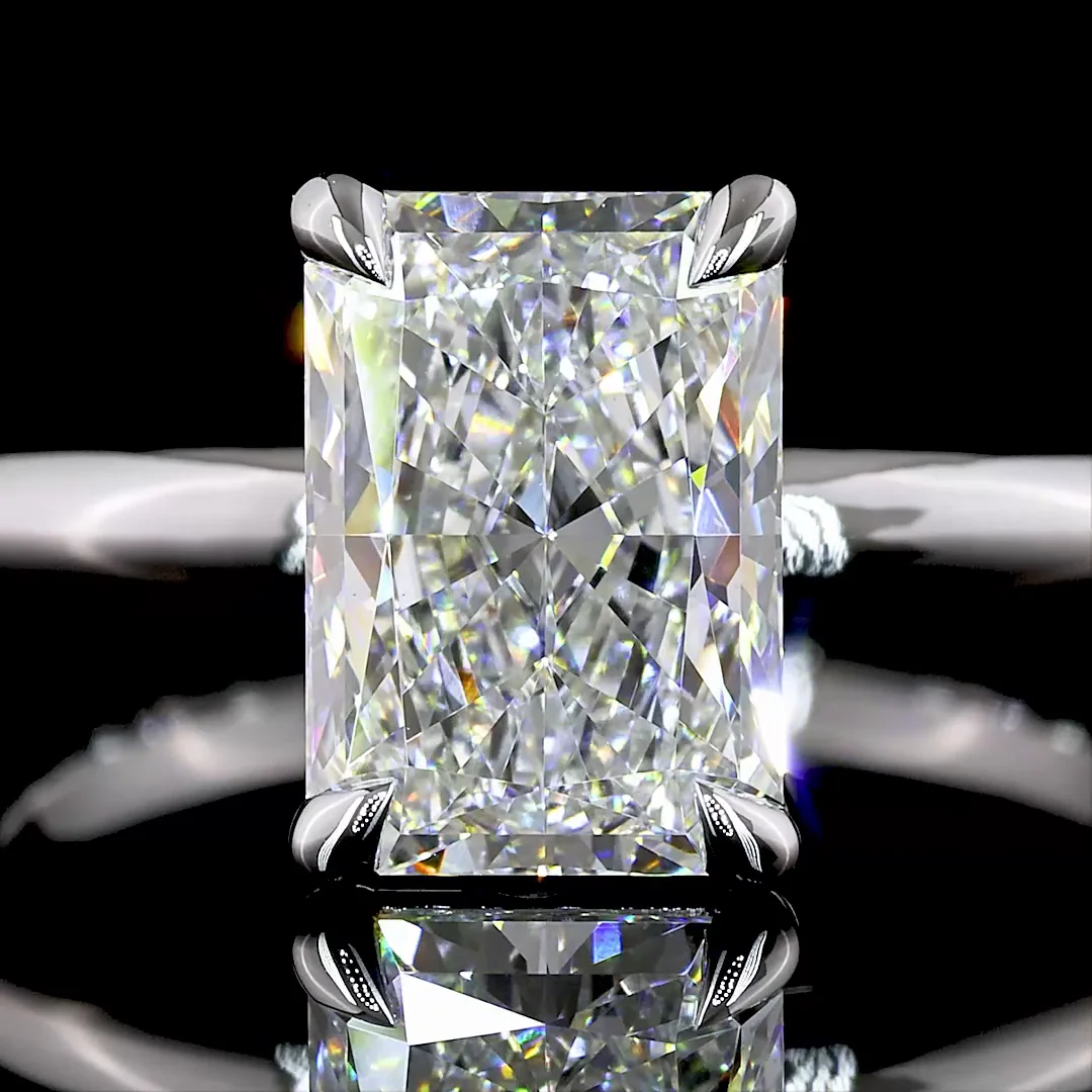 2.11 Cts 14k White Gold Radiant Shape Solitaire Ring - Image 3