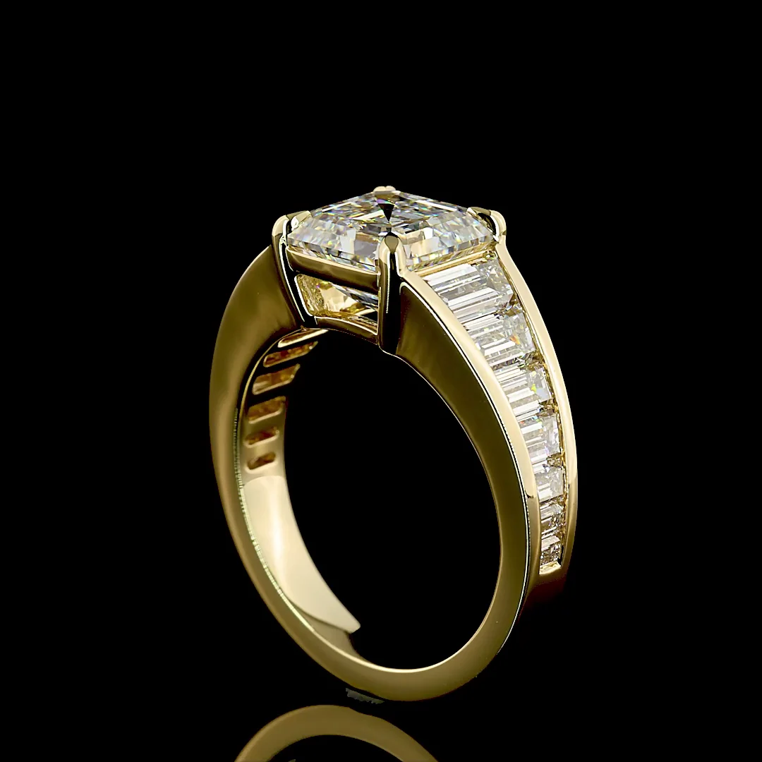 4.92 Cts 14k Yellow Gold Asscher Shape Special Ring - Image 2