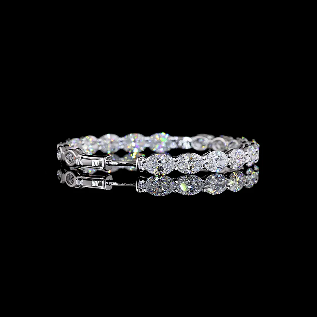 11.49 Cts 14k White Gold Oval Shape Hoops Earring - Image 2