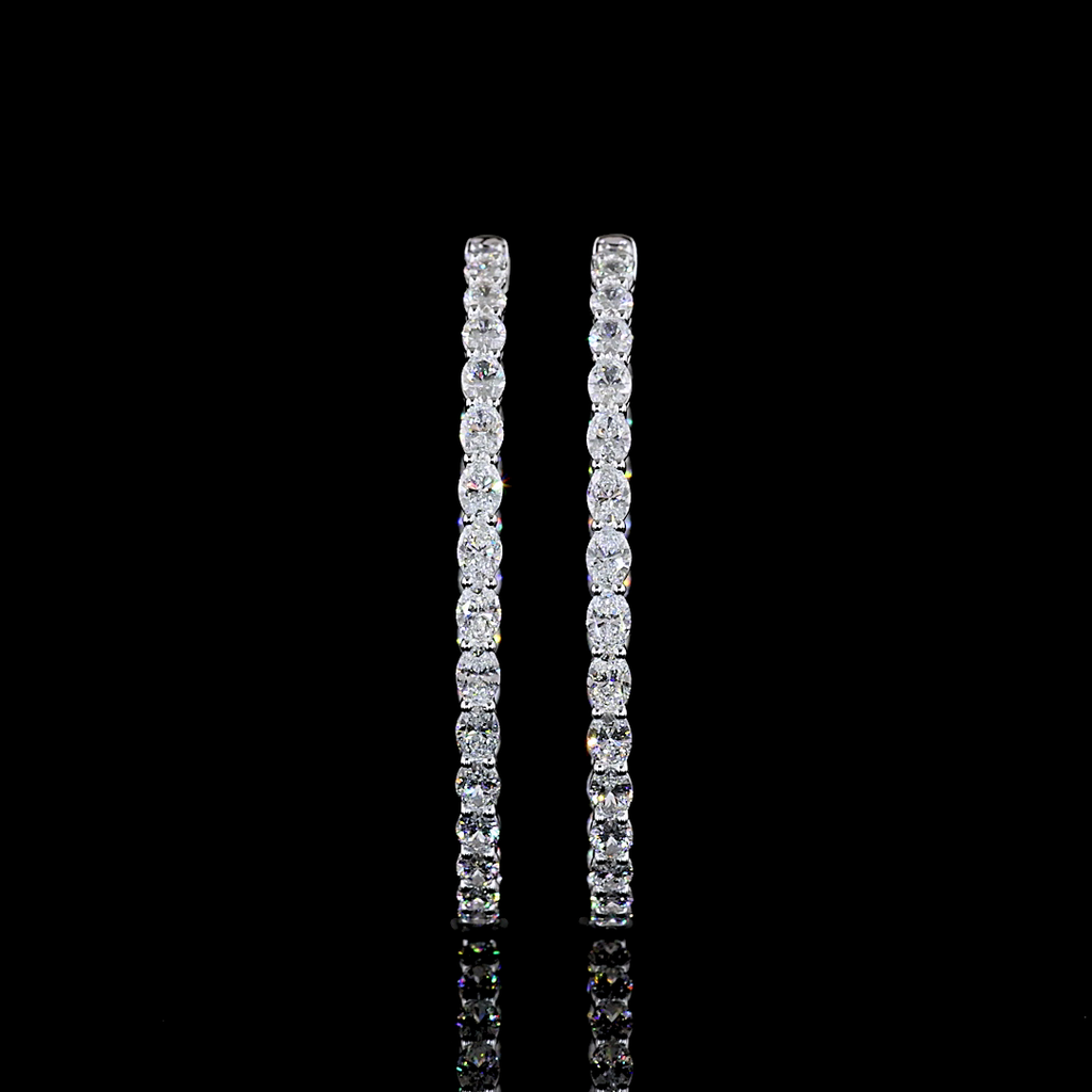 6.22 Cts 14k White Gold Oval Shape Hoops Earring - Video