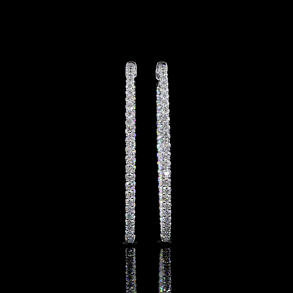 3.84 Cts 14k White Gold Round Shape Hoops Earring - Video