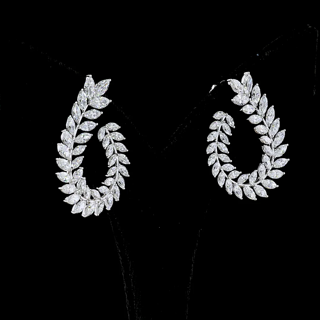 5.44 Cts 14k White Gold Marquise Shape Crawler Earring - Image 2
