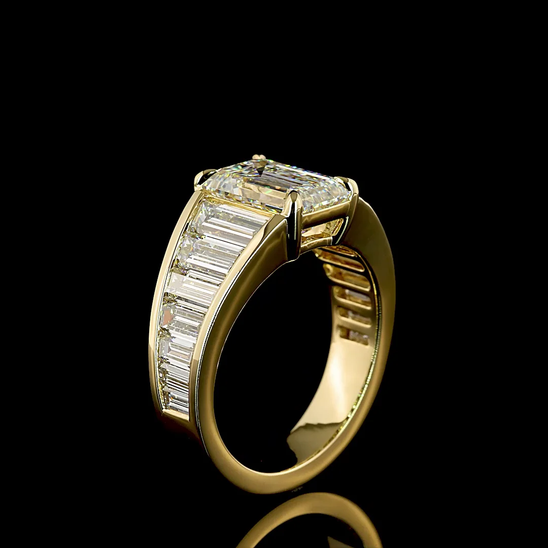 5.82 Cts 14k White Gold Emerald Shape Special Ring - Image 4