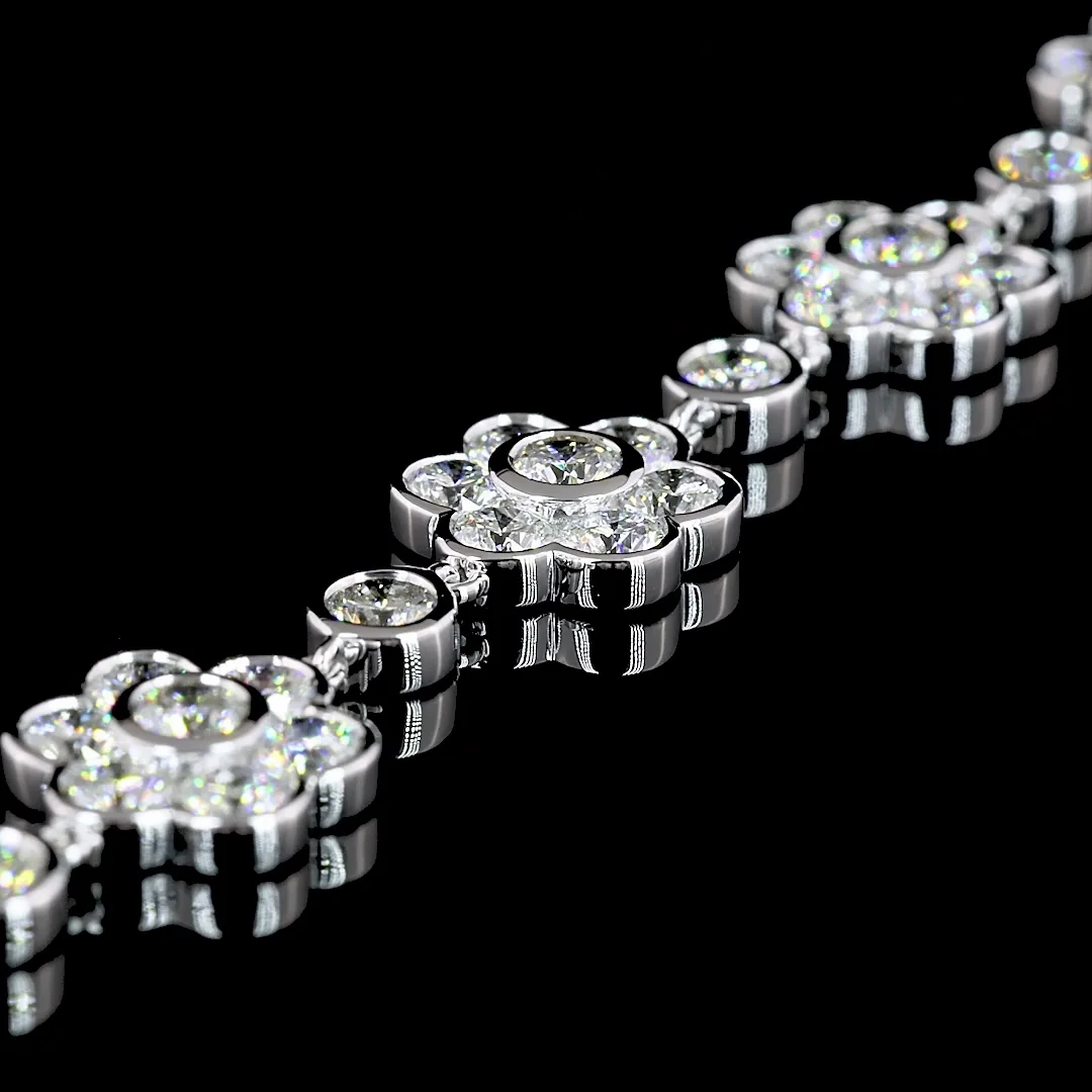 7.46 Cts 18k White Gold Round Shape Station Bracelet - Image 2