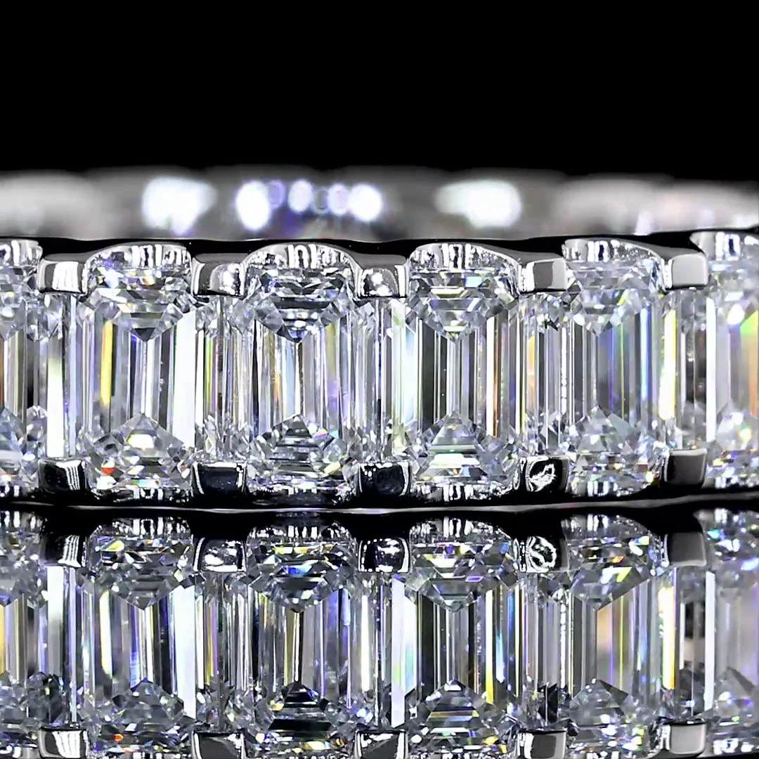 2.62 Cts 14k White Gold Emerald Shape Eternity Band Eternity Band - Image 3