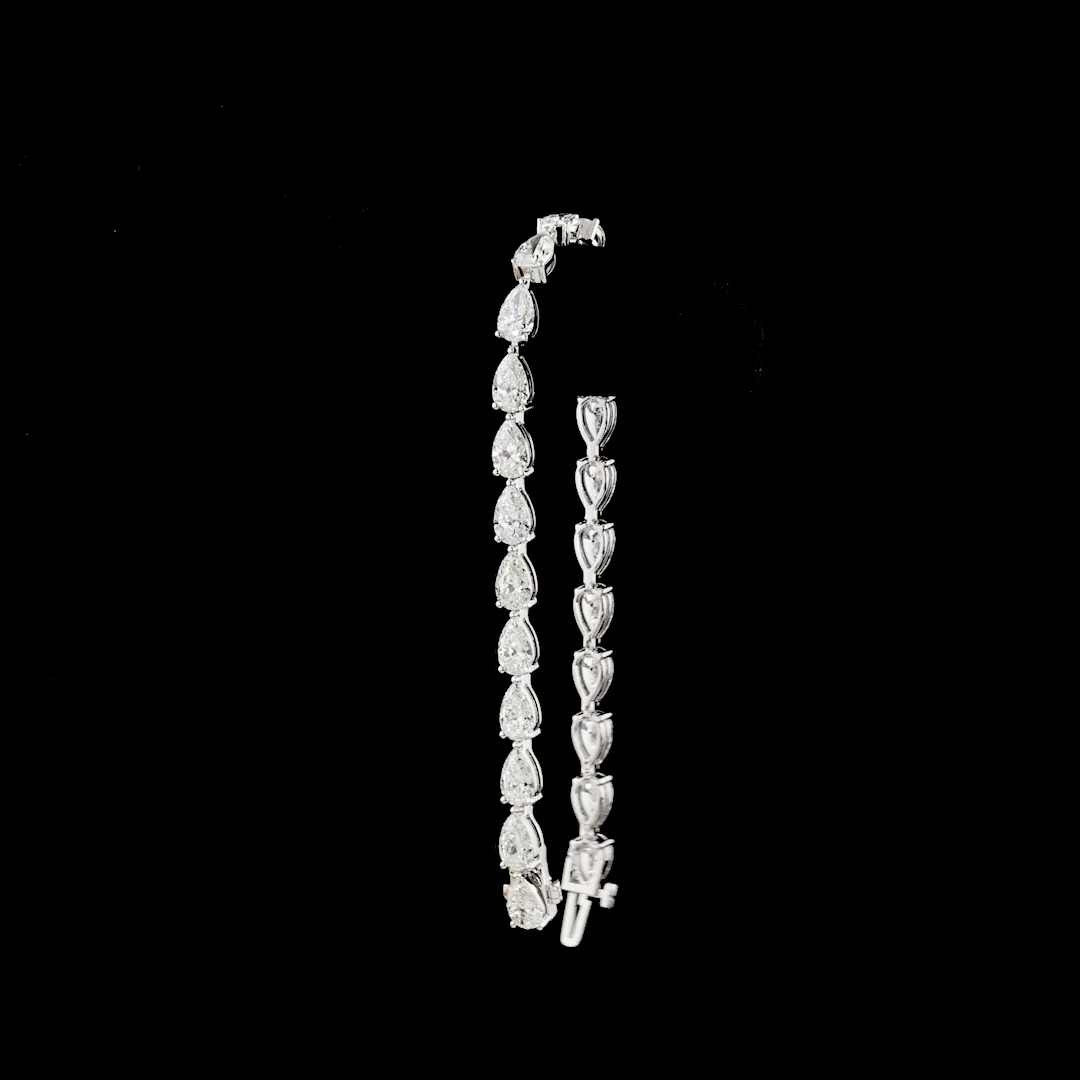 12.24 Cts 14k White Gold Pear Shape Tennis Bracelet - Image 3