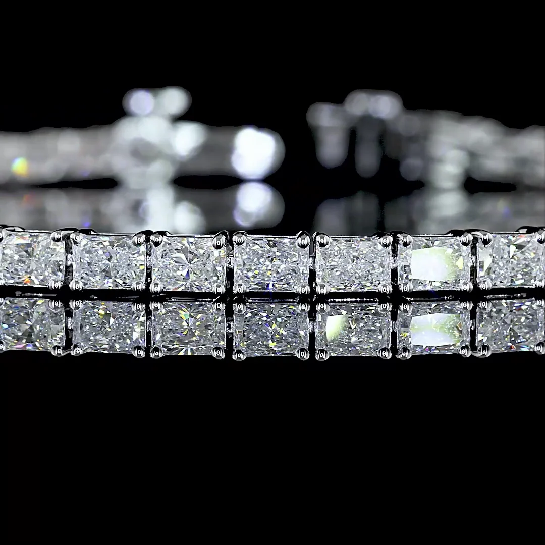 4.88 Cts 14k White Gold Radiant Shape Tennis Bracelet - Image 2