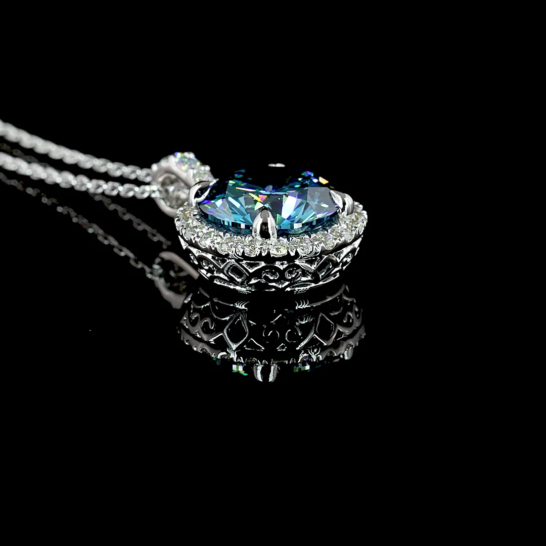 3.39 Cts 14k White Gold Round Shape Pendant Pendant - Image 2