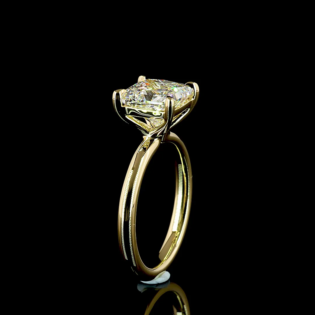 3.1 Cts 14k Yellow Gold Princess Shape Solitaire Ring - Image 4