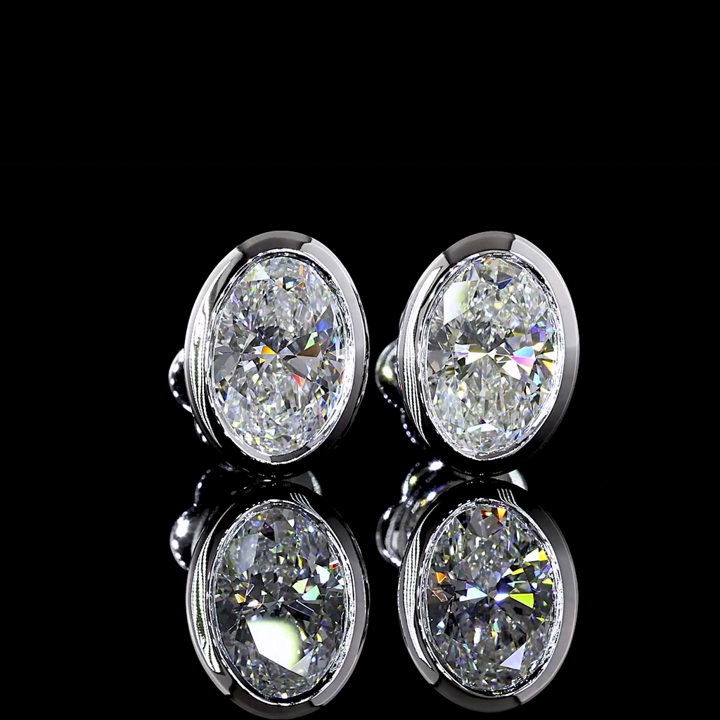 2.05 Cts 14k White Gold Oval Shape Studs Earring - Video