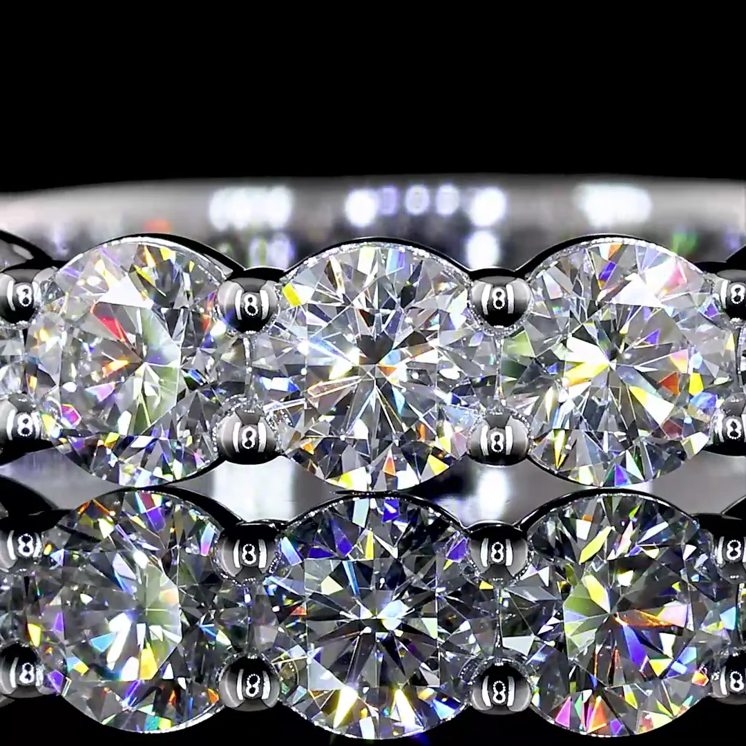 1.93 Cts 14k Yellow Gold Round Shape 3/4 Band Eternity Band - Image 3