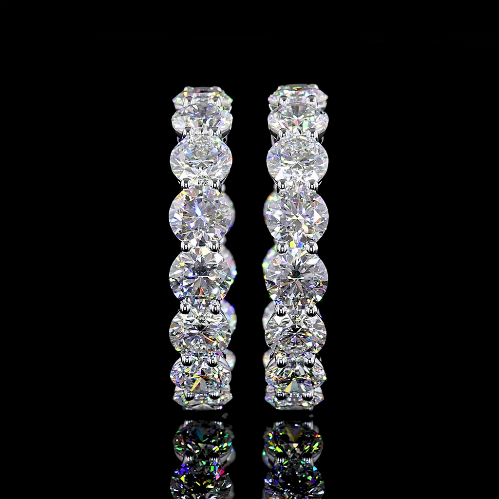 12.17 Cts 14k White Gold Round Shape Hoops Earring - Video