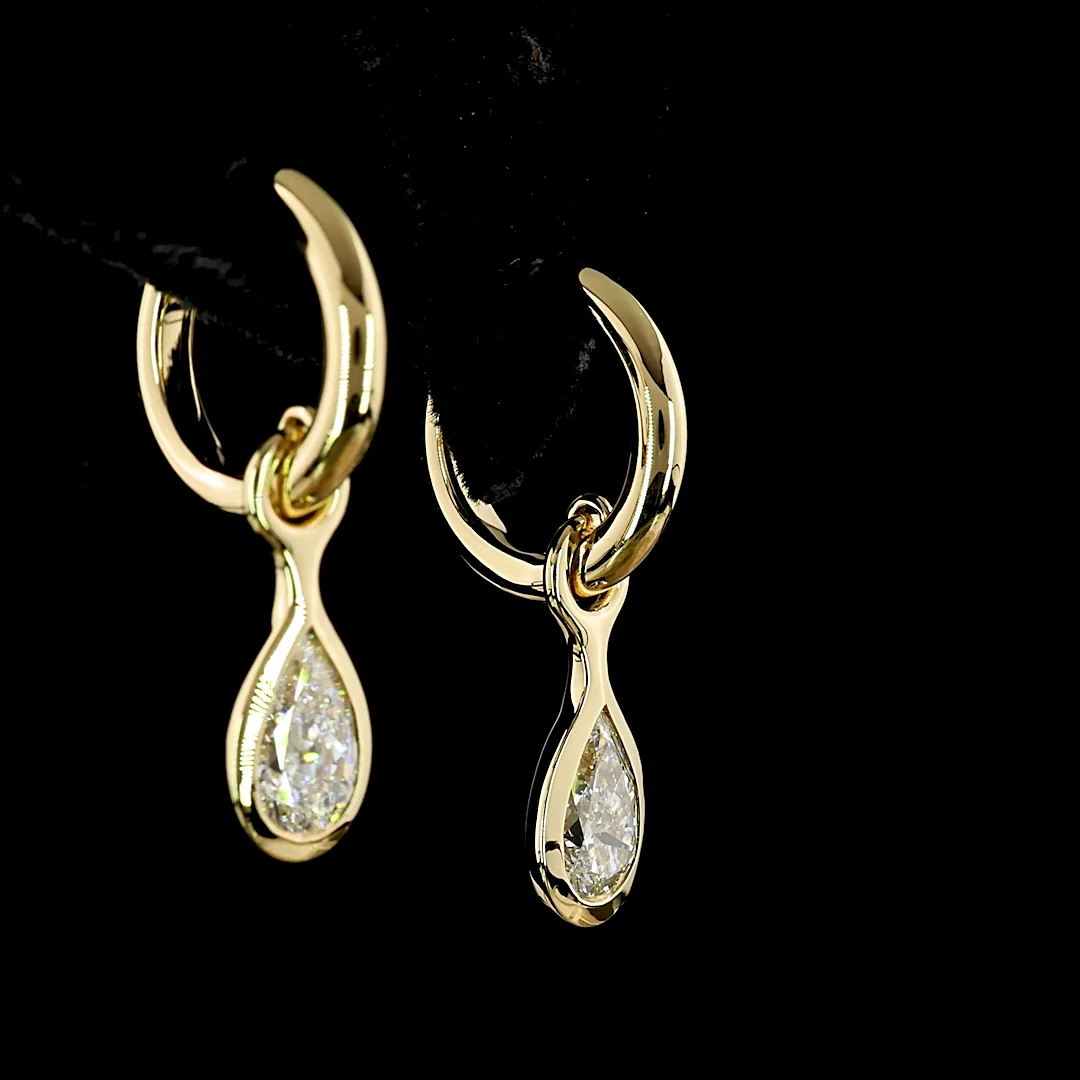 1.56 Cts 14k Yellow Gold Pear Shape Hanging Earring - Image 4