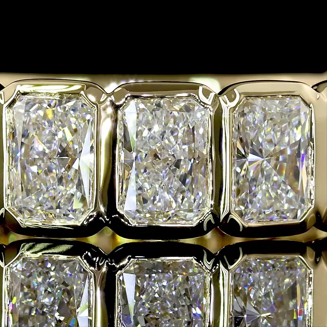 3.34 Cts 14k Yellow Gold Radiant Shape 3/4 Band Eternity Band - Image 3