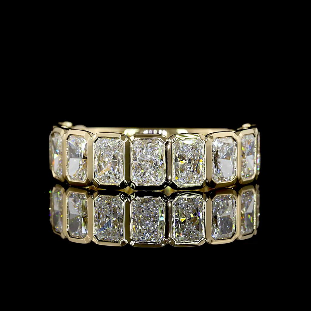 3.34 Cts 14k Yellow Gold Radiant Shape 3/4 Band Eternity Band - Video